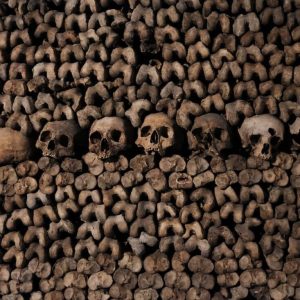 Schaedel-und-Knochen-in-den-Katakomben-von-Paris