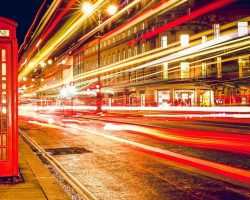 Scene of street in the night: London